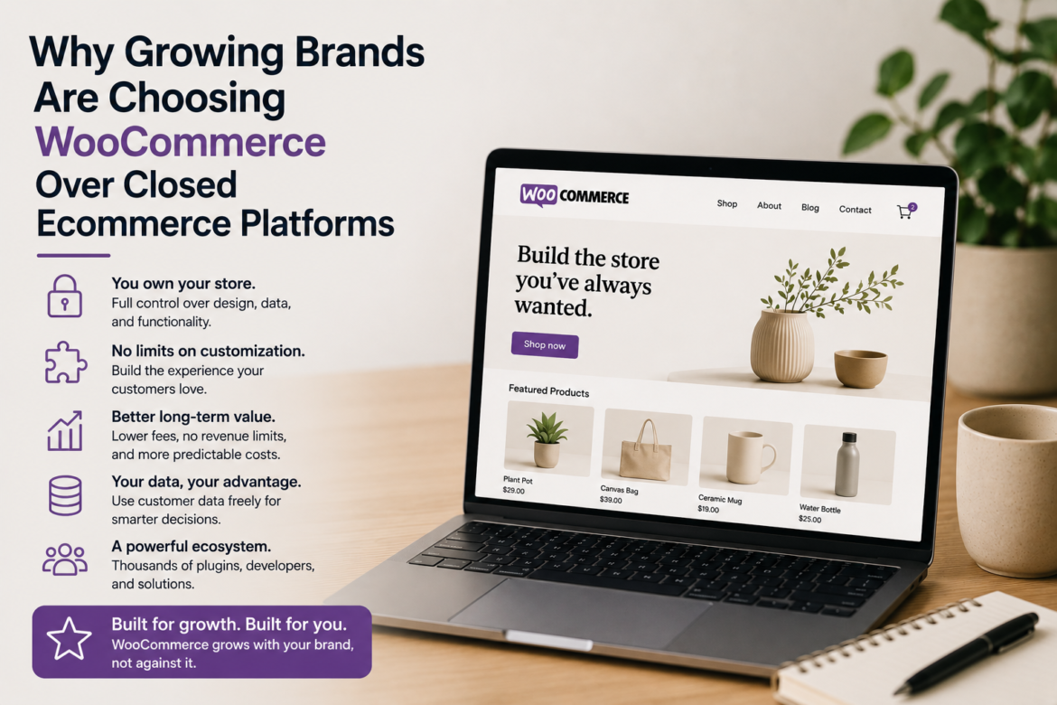 Modern branding with WooCommerce focus