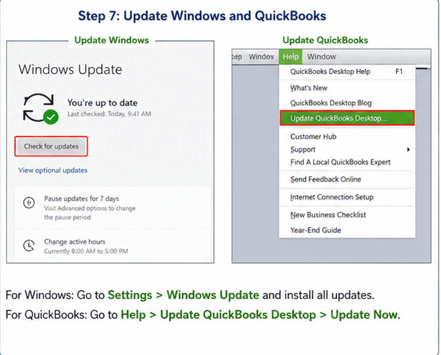Update window and Quickbooks 