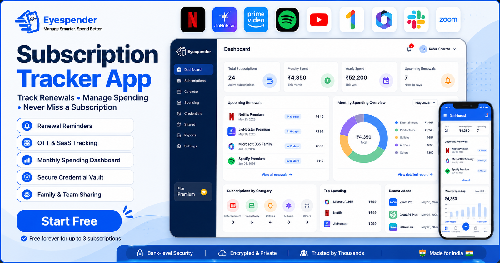 best subscription tracker app India